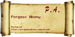 Porgesz Abony névjegykártya